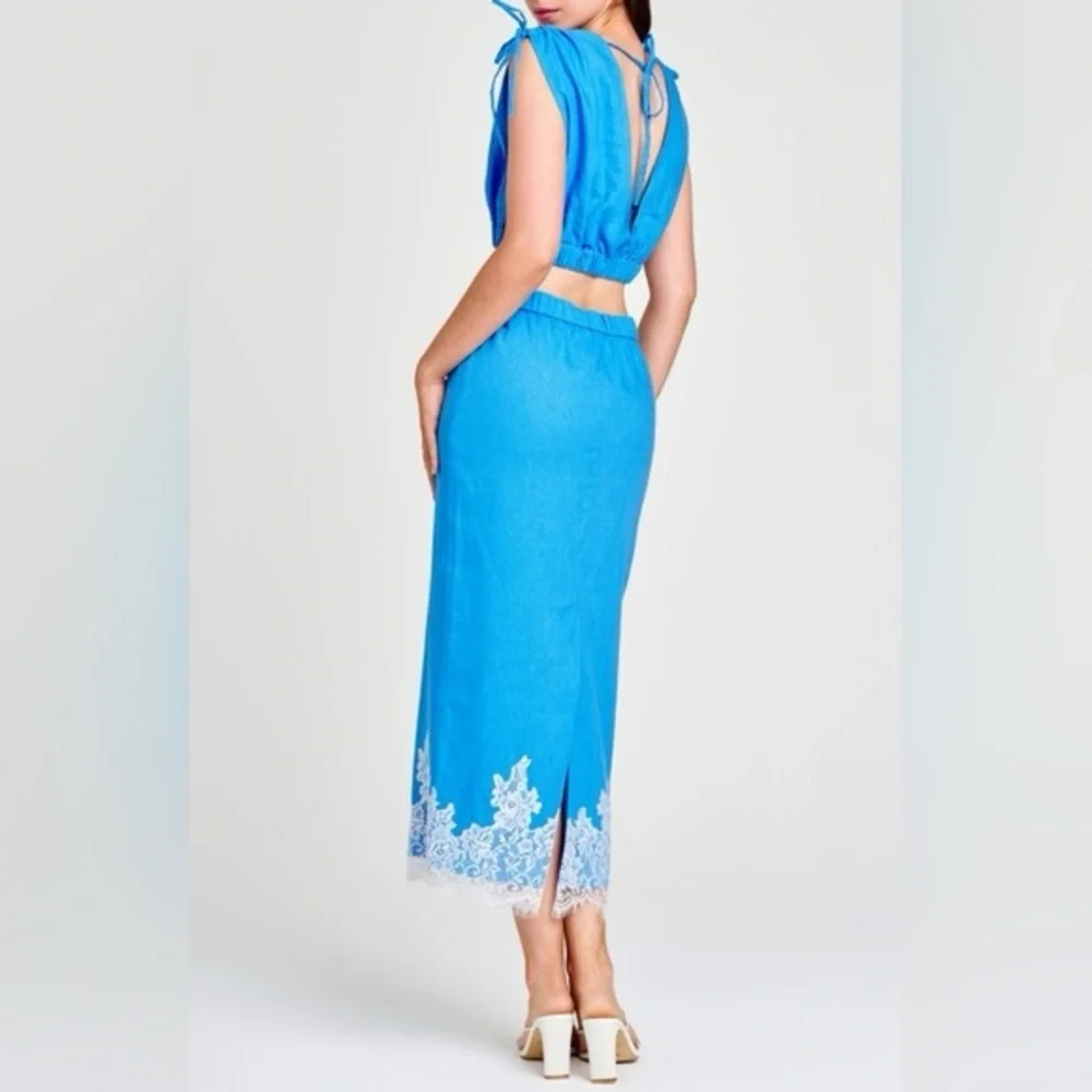 Wayf Blue and White Lace Skirt Set - Picture 4 of 7